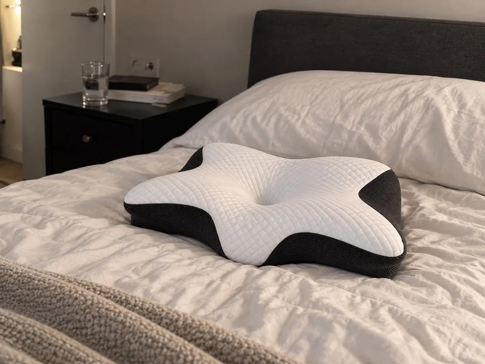 La almohada NUVORA sobre una cama
