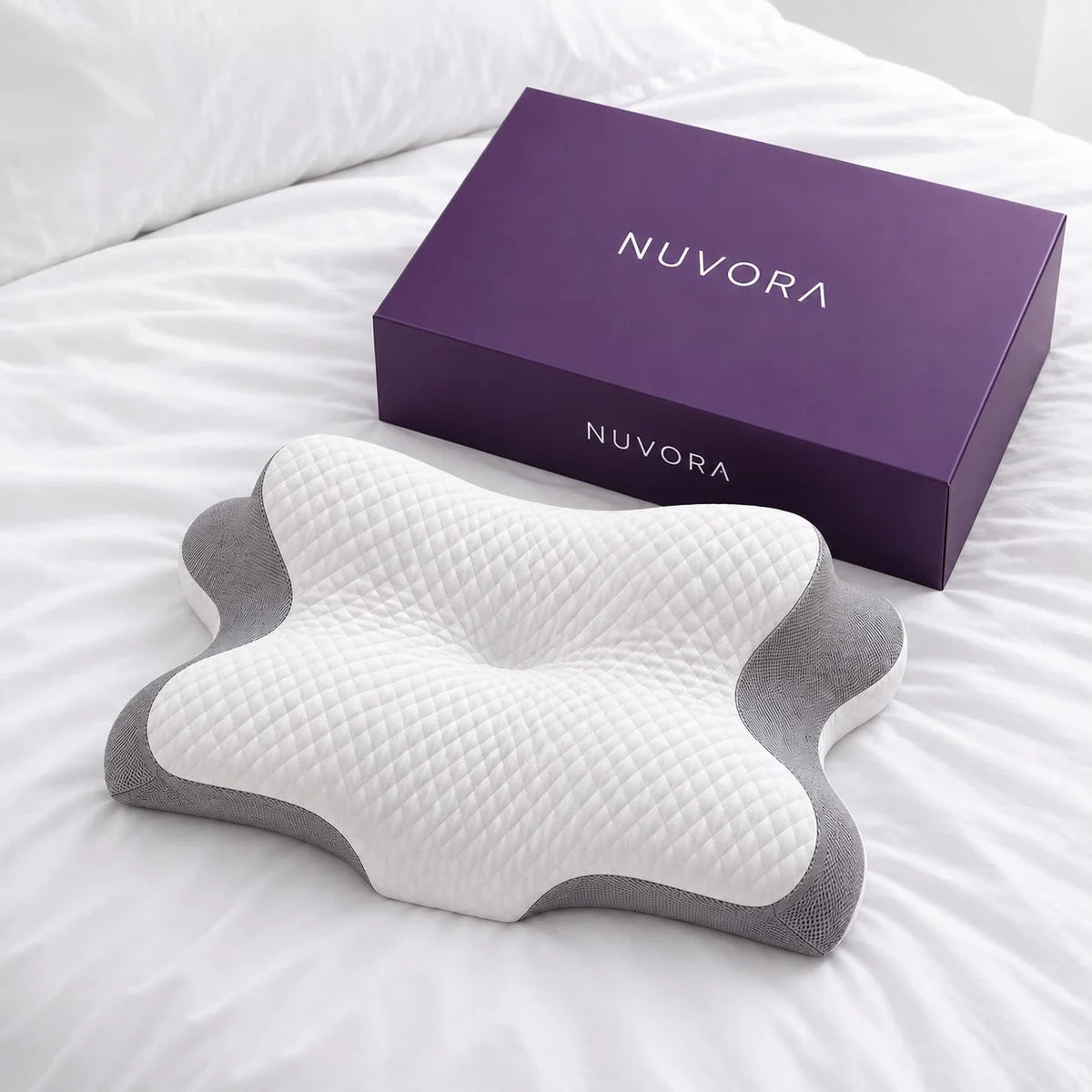 La almohada NUVORA con su caja